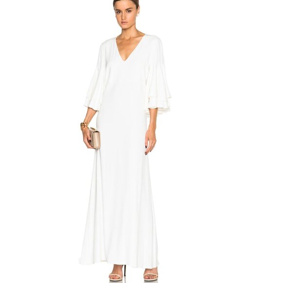 NWT ALEXIS Tahira Ruffled Sleeve Long Maxi Dress Gown White Size XS - Picture 1 of 6